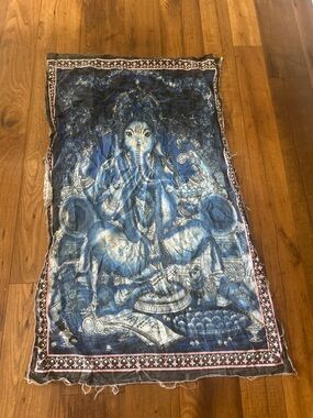 Blue Elephant Print Tapestry Scarf